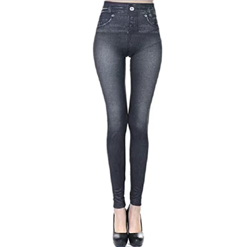 Fohevers Denim Jeggings, Damen Jeans Legging, Schwarz , M von Fohevers