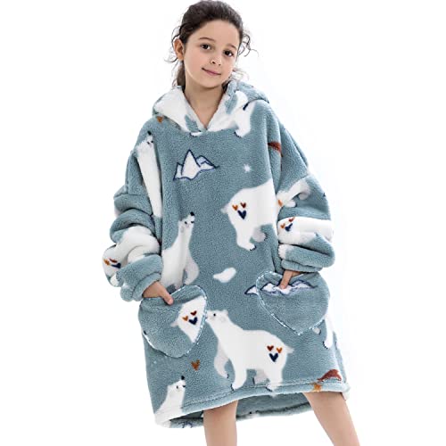 Fohevers Kuschelpullover Für Kinder, Kuschelpullover Für Junge, Kuschelpullover Für Mädchen,Hoodie-Decke für Kinder,Kapuzen-Sweatshirt für Mädchen, Jungen, Kuschelpullover Kinder 5-13 Jahre Alt von Fohevers