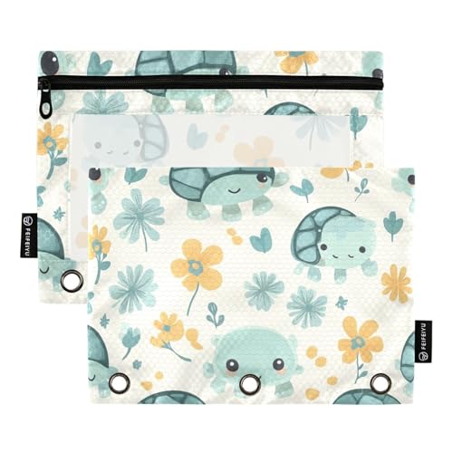 Foiosoh 2er-Pack blau-grüne Blumen beige Hintergrund Stifttaschen für 3 Ringe multifunktionale Stifthalter mit klarem Fenster für Schule Büro College-Material Foiosoh 2er-Pack blau-grüne Blumen beige Hintergrund Stifttaschen für 3 Ringe multifunktionale Stifthalter mit klarem Fenster für Schule Büro College-Material von Foiosoh