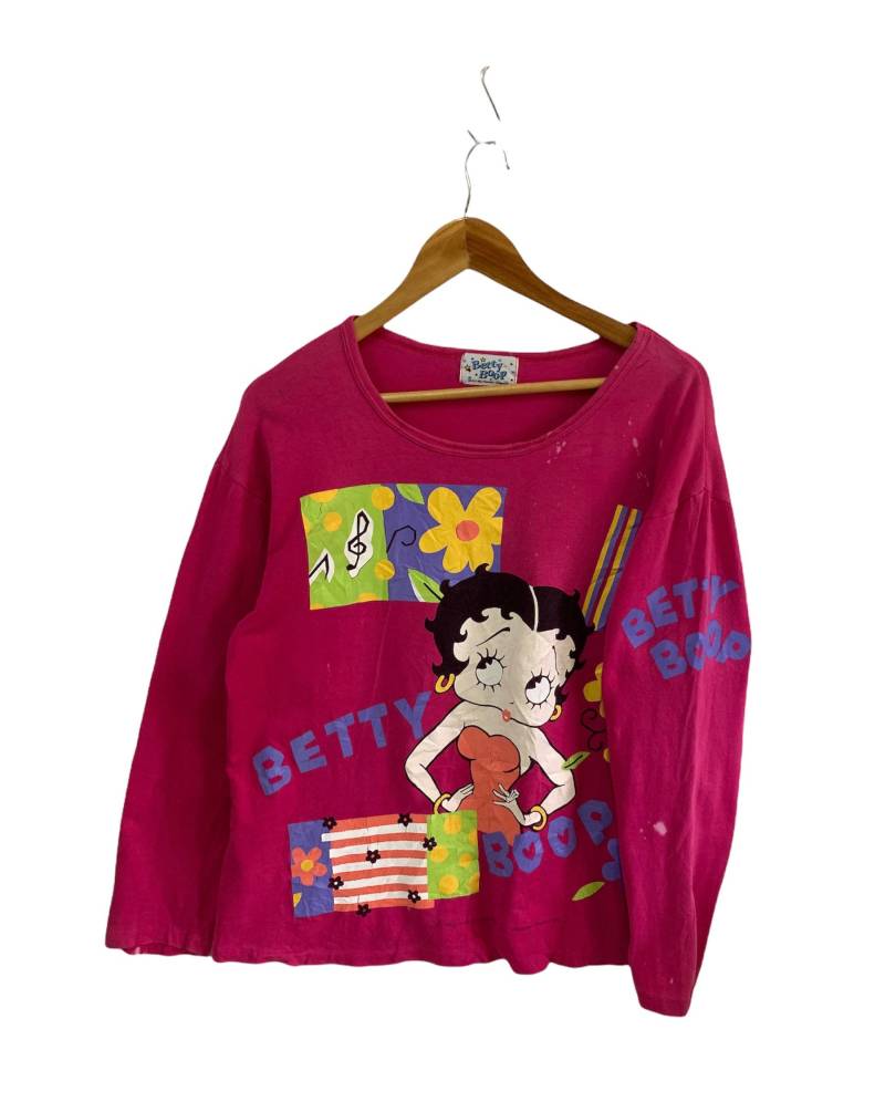 Vintage 90S Betty Boop Shirts Langarm Rosen T Frauen Groß T-Shirt Fleisher Studio von FongfongStudio