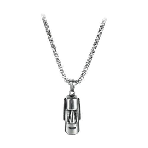 Fonowx Osterinsel-Kopf-Anhänger-Halskette, Easter Island Head Pendant Necklace, Halskette Kostüm Zubehör Schmuck, ceremony Charm Necklace für Männer Frauen Jungen Feiertag Jahrestag von Fonowx