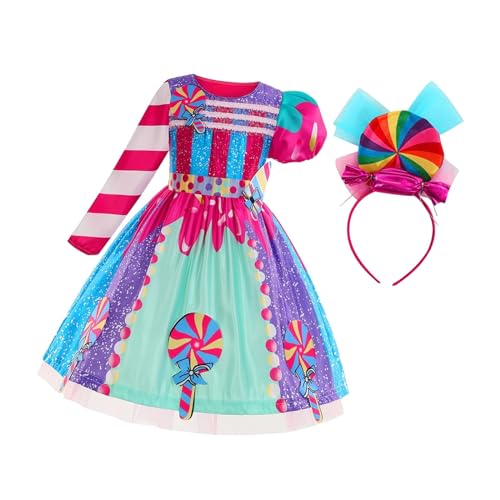 Fonowx Süßigkeiten Kleid für Mädchen, Regenbogen Prinzessin Kleid Mädchen, Prinzessinnen Verkleidung, Girls Candy Dress, Tanz Tutu Kleid für mädchenfür Maskerade, Rollenspiele, Geburtstagstanz, 140 von Fonowx