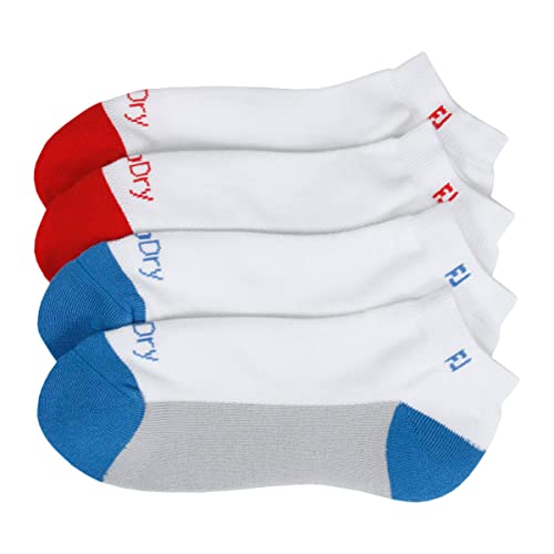 FootJoy Herren ProDry Sportsocken, Weiß/Blau, Weiß/Rot, Einheitsgröße (2er Pack) von FootJoy