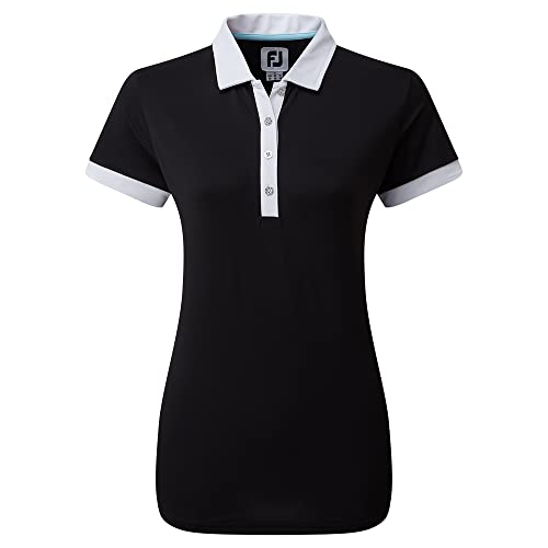 Footjoy Damen Colour Block Golfhemd, schwarz, Medium von FootJoy