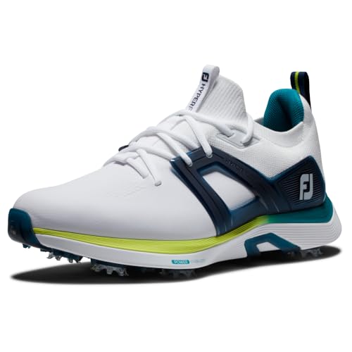 Footjoy Herren Hyperflex Golfschuh, Weiß/Limettengrün/Marineblau, 43 EU von FootJoy