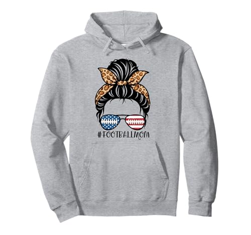 American Flag Football Trikot für Mama, Leopard Messy Bun Player US Pullover Hoodie American Flag Football Trikot für Mama, Leopard Messy Bun Player US Pullover Hoodie von Football Lover Football Mom USA Flag Tees Gift