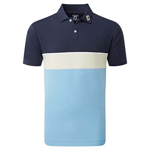 Footjoy Herren Colour Theory Golfhemd, Marineblau/Weiß/True Blue, M von FootJoy