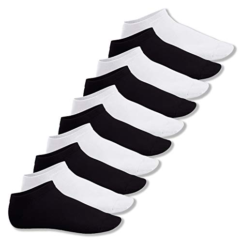 Footstar Herren & Damen Sneaker Socken (10 Paar), Kurze Sportsocken aus Baumwolle - Sneak It! - Schwarz/Weiss Mix (5x Schwarz + 5x Weiss) 43-46 von Footstar