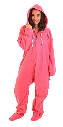 Forever Lazy Footted Einteiler für Erwachsene, Einteiler Pyjama Jumpsuits für Damen und Herren, Unisex - Pink - Small von Forever Lazy