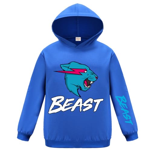 Forlcool Mr Beast Merch Pullover Hoodie für Jungen und Mädchen Tops Hoodie, blau, 9 - 10 Jahre von Forlcool