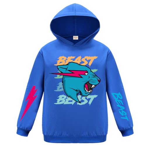 Forlcool Mr Beast Merch Pullover Hoodie für Jungen und Mädchen Tops Pullover, blau, 152 von Forlcool