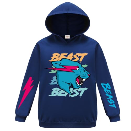 Forlcool Mr Beast Merch Pullover Hoodie für Jungen und Mädchen Tops Pullover, marineblau, 9-10 Jahre von Forlcool