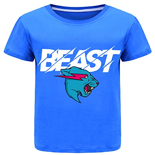 Forlcool Mr Beast Merch T-Shirts YouTube Gamer T-Shirt für Kinder 100% Baumwolle, blau, 7-8 Jahre von Forlcool