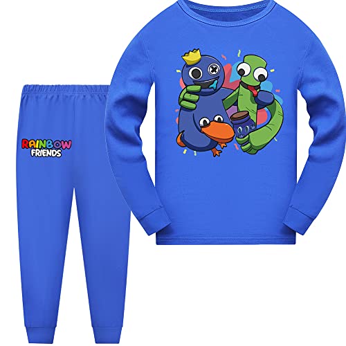 Forlcool Rainbow Merch Pjs Jungen Mädchen Pyjama Set Casual Cartoon Design Nachtwäsche, blau, 7-8 Jahre von Forlcool