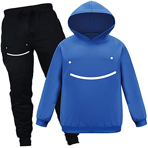 Forlcool Youtube Gamer Dream SMP Smile Jungen Unisex Trainingsanzug Hoodie + Hose 2 Stück Kinder Jungen Mädchen Outwear Hoodies Top Kleidung Set, blau, 11-12 Jahre von Forlcool