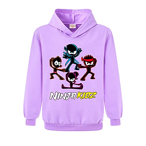 Ninja Kidz Jungen Sport Hoodie Kinder Top Mädchen Print Pullover, violett, 146 von Forlcool