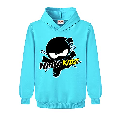 Ninja Kidz Kinder Sport Hoodie Mädchen Print Pullover Jungen Top, hellblau, 9-10 Jahre von Forlcool