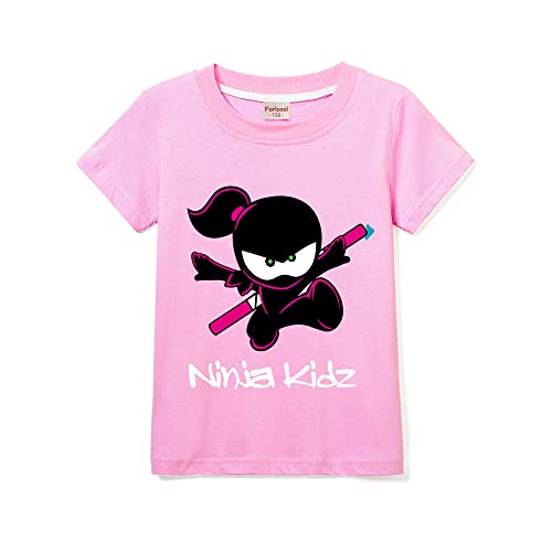 Ninja Kidz Kinder-T-Shirt, 100 % Baumwolle, für Mädchen, Jungen, einfarbig, bedruckt, kurze Ärmel, rose, 7-8 Jahre Ninja Kidz Kinder-T-Shirt, 100 % Baumwolle, für Mädchen, Jungen, einfarbig, bedruckt, kurze Ärmel, rose, 7-8 Jahre von Forlcool
