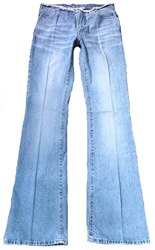 Fornarina Damen Jeans Blau Honk Geile Fransen Beach Club Flirt Designer Optik Rock Star Hose Bootcut Schlagjeans W27 L34 von Fornarina