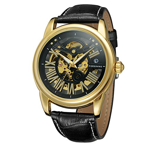 FORSINING Men's Automatic Self-Wind Skeleton Analogue Display Watch with Leather Strap FSG8148M3G2 von FORSINING