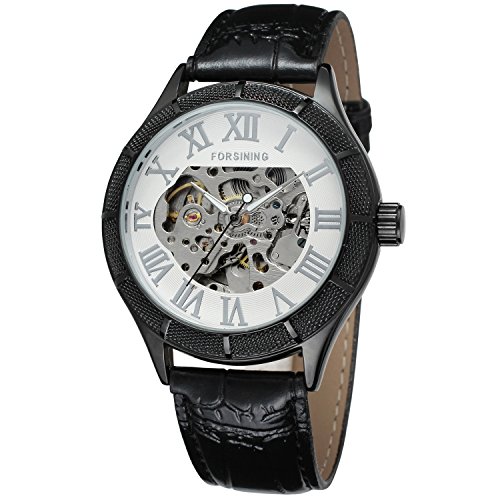 FORSINING Men's Automatic Self-Wind Skeleton Analogue Dial Leather Strap Watch FSG8085M3B1 von FORSINING