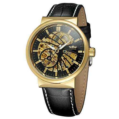 FORSINING Men's Automatic Skeleton Leather Strap Water-Resistant Watch with Analogue WRG8126M3G2 von FORSINING