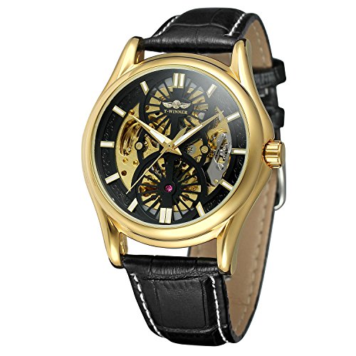 FORSINING Men's Automatic Skeleton Transparent Leather Watch with Analog WRG8139M3G1 von FORSINING