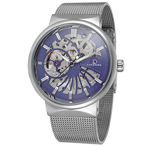 FORSINING Men's Mechanical Ultra Thin Stainless Steel Bracelet Skeleton Analog Watch FSG8126M4S2 von FORSINING