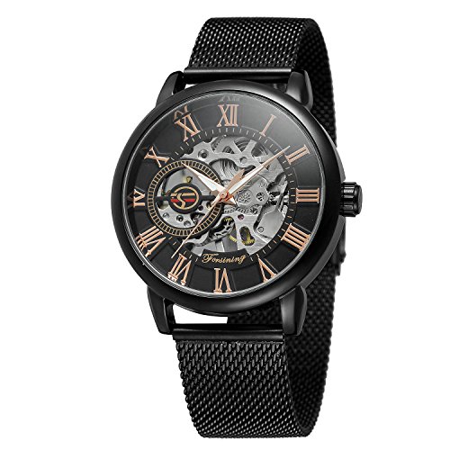 FORSINING Men's Mechanical Hand-Wind Analog Skeleton Watch with Stainless Steel Bracelet FSG8099M4B2 von FORSINING