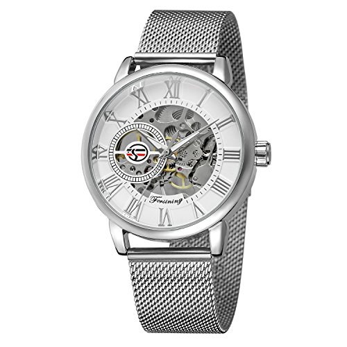 FORSINING Men's Mechanical Hand-Wind Analog Skeleton Watch with Stainless Steel Bracelet FSG8099M4S1 von FORSINING