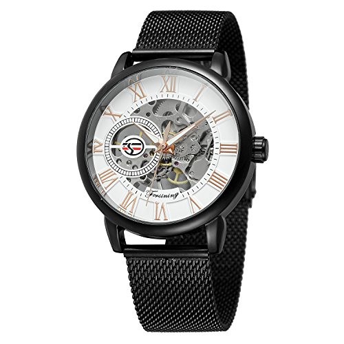 FORSINING Men's Mechanical Hand-Wind Analog Skeleton Watch with Stainless Steel Bracelet FSG8099M4B1 von FORSINING