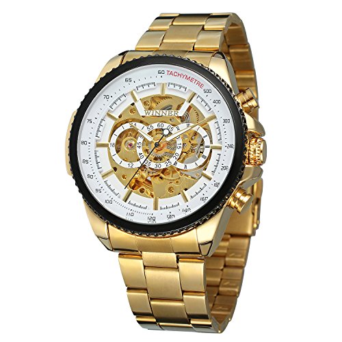 FORSINING Men's Automatic Self-Wind Skeleton Anglog Watch with Stainless Steel Bracelet WRG8053M4T4 von FORSINING