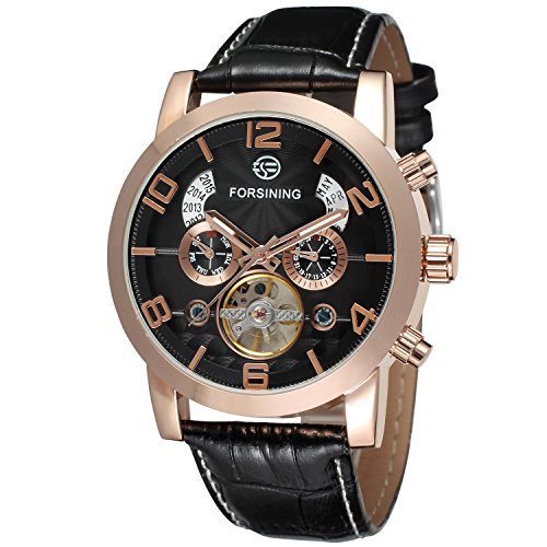 FORSINING Men's Automatic Tourbillon Genuine Leather Brand Wrist Watch FSG165M3G2 von FORSINING