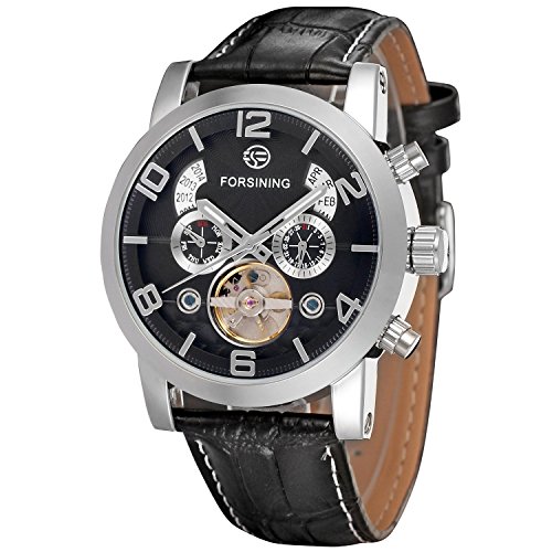 FORSINING Men's Automatic Tourbillon Genuine Leather Brand Wrist Watch FSG165M3S4 von FORSINING