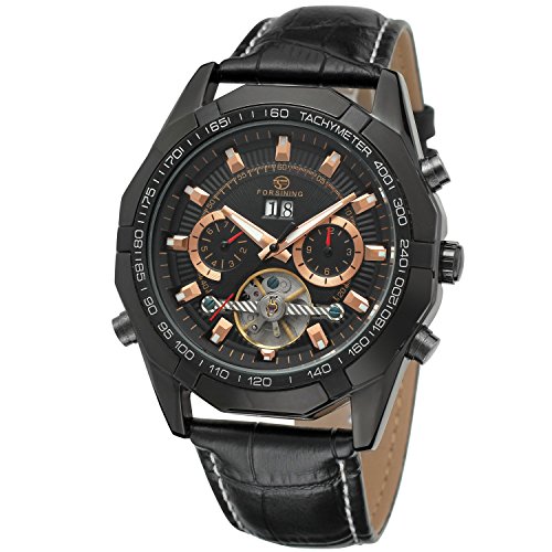 FORSINING Men's Automatic Tourbillon Leather Wrist Watch FSG340M3B1 von FORSINING