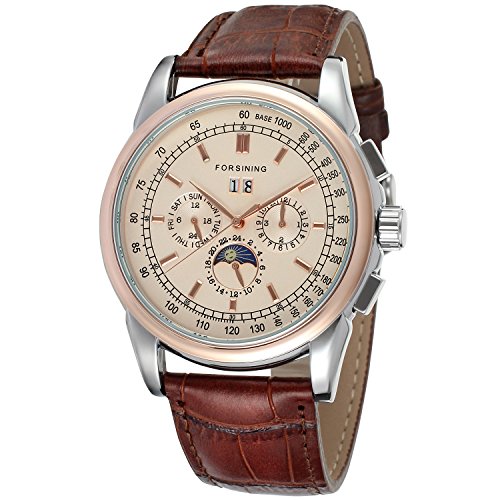 FORSINING Men's High-end Automatic Moon Phase Leather Wrist Watch FSG319M3T2 von FORSINING