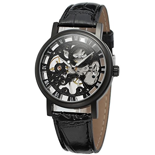 FORSINING Men's Mechanical Hand-Wind Skeleton Leather Wrist Watch WRG8005M3B2 von FORSINING