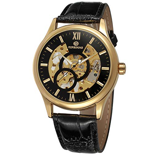 FORSINING Men's Casual Skeleton Analog Display Mechanical Hand-Wind Leather Strap Watch FSG8094M3G3 von FORSINING