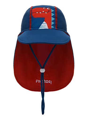 Foruhoo Baby Mütze UV-Schutz 50 mit Kordelzug for Jungen, Breite Krempe Sommerhut Sonnenhut (49cm / 6-18 Monate, Dinosaurier Blau) von Foruhoo