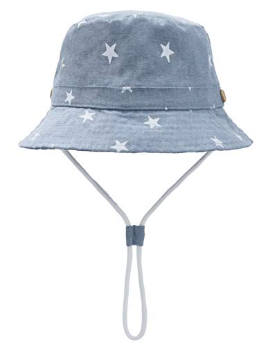 Foruhoo Baby Sonnenhut Kinder Hut, Sommerhut Mütze for Jungen Mädchen mit Verstellbar Kordelzug (50cm / 12-24 Monate,Sterne blau) von Foruhoo