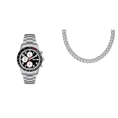 Fossil Herrenuhr Sport Tourer und Halskette Harlow, Silber Edelstahl, Set von Fossil