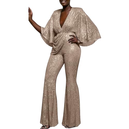 Foweknow Jumpsuit Damen Elegant Pailletten Langarm Lang Overall Glitzer A Linie Hosenanzug Playsuit Frauen Casual Sexy Weites Bein Sommerhose Overall Damen Playsuits Faschingskostüm Foweknow Jumpsuit Damen Elegant Pailletten Langarm Lang Overall Glitzer A Linie Hosenanzug Playsuit Frauen Casual Sexy Weites Bein Sommerhose Overall Damen Playsuits Faschingskostüm von Foweknow