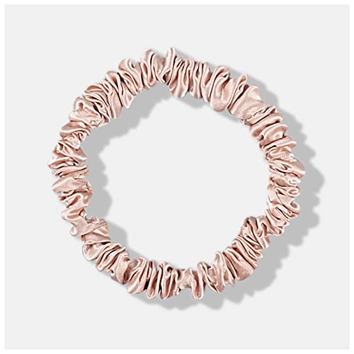 Stirnband Damen 100% echte seide frauen massiv scrunchie elastische haar bands 1 cm niedliche haare krawatten mädchen haarschmuck kopf band kopfkleid Stirnband Damen Winter (Color : Pink, Size : Siz von FrEshn