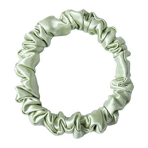 Stirnband Damen 100% reine Seidenhaar-Bügel-Krawatten-Seile Bands skirschige Gummiziten Pferdeschwanzhalter for Frauen Mädchen Haarschmuck Stirnband Damen Winter (Size : Light green 1.5cm) von FrEshn