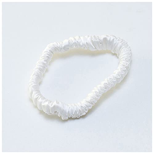 Stirnband Damen 100% reine Seidenhaar-Bügel-Krawatten-Seile Bands skirschige Gummiziten Pferdeschwanzhalter for Frauen Mädchen Haarschmuck Stirnband Damen Winter (Size : White 1cm) von FrEshn