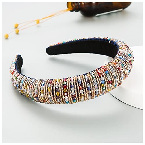 Stirnband Damen Bunte Bling Bling Strass Stirnbänder for Damen Luxus Glänzend Gepolsterte Diamant Kristall Haarbänder Party Haarschmuck Gesichtswaschstirnband (Size : E-colorful) von FrEshn