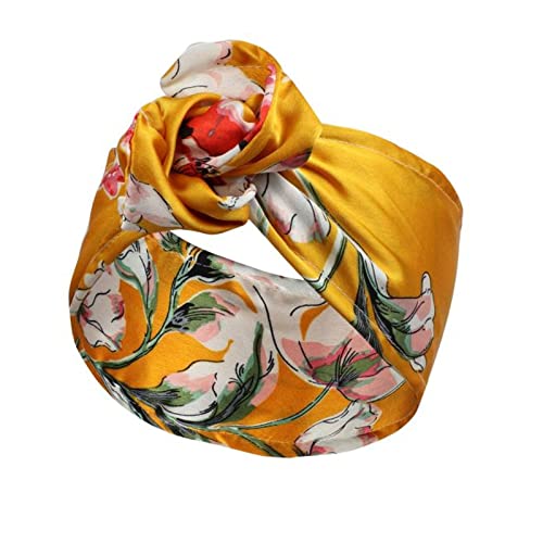 Stirnband Damen Gedrucktes Drahthaarband Yoga Haarbandkopfband. Schweiß absorbierende Band Anti-Sweat-Frauen breite Bleidschal-Kopfschmuck Gesichtswaschstirnband (Size : Lily yellow) von FrEshn