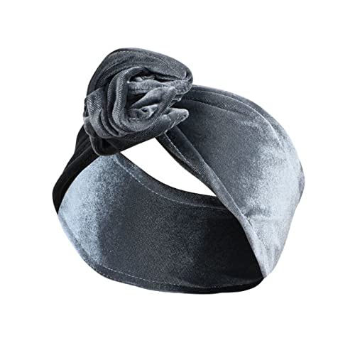 Stirnband Damen Gedrucktes Drahthaarband Yoga Haarbandkopfband. Schweiß absorbierende Band Anti-Sweat-Frauen breite Bleidschal-Kopfschmuck Gesichtswaschstirnband (Size : Pleuche gray) von FrEshn