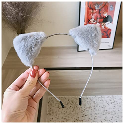 Stirnband Damen Korea Nette Katze Ohren Stirnband for Mädchen Gesicht Wäsche Make-up Plüsch Haarbänder Haarschmuck for Frauen Kawaii Accessorie Gesichtswaschstirnband (Size : Gray) von FrEshn