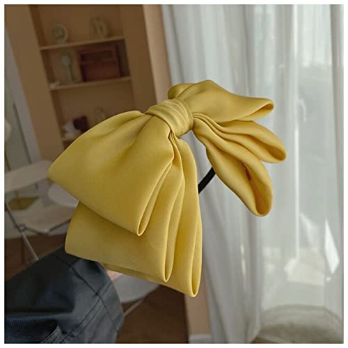 Stirnband Damen Satin Übergroße Fliege Stirnbänder Mode Haarschmuck Frauen Trend Gesicht Wash Banquet Haarbänder Boutique Niedlichen Haarreifen Gesichtswaschstirnband (Size : Yellow) von FrEshn